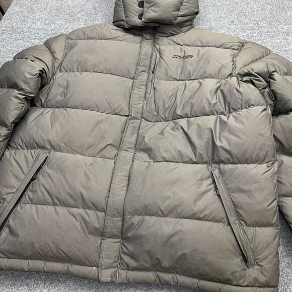 SPYDER XSCAP Ski 700 Puffer Down Fill Gray Hood Jacket Winter Cold Coat Men's XL - Picture 6 of 12